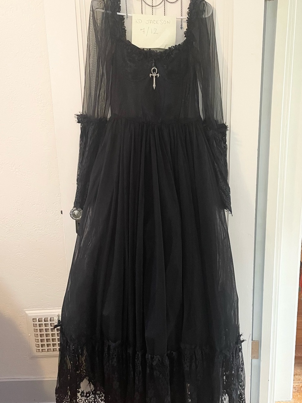 Black Tulle Gothic Gown with Lace